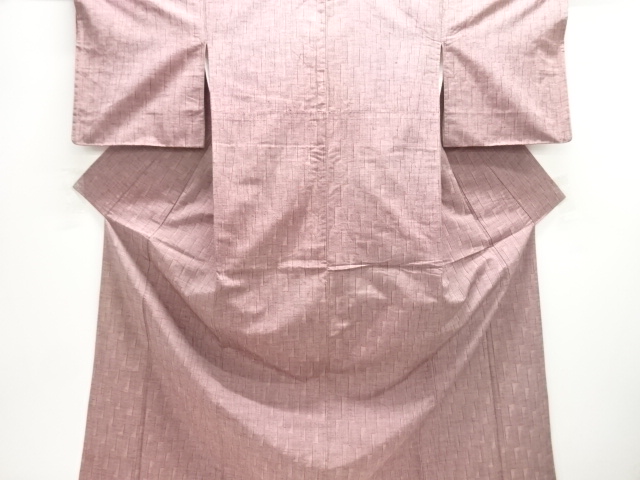 JAPANESE KIMONO / ANTIQUE KIMONO / SILK / TSUMUGI / WOVEN GEOMETRIC